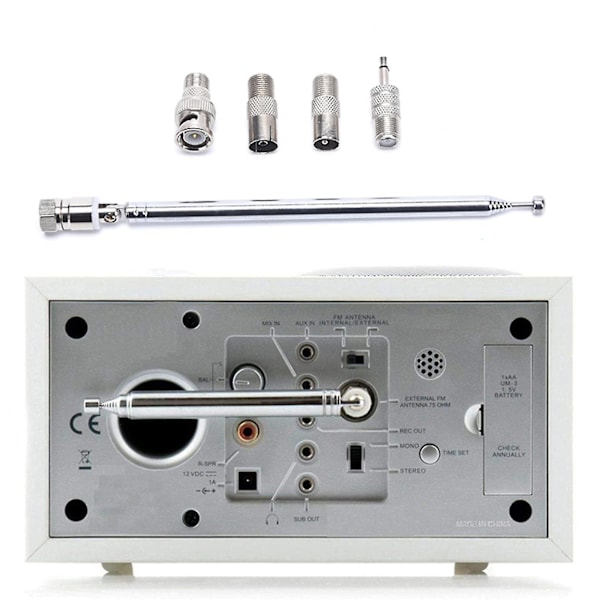 5 stk Antenne 75 Ohm Teleskopisk Radio Antenne F-Type Han-Stik Adapter