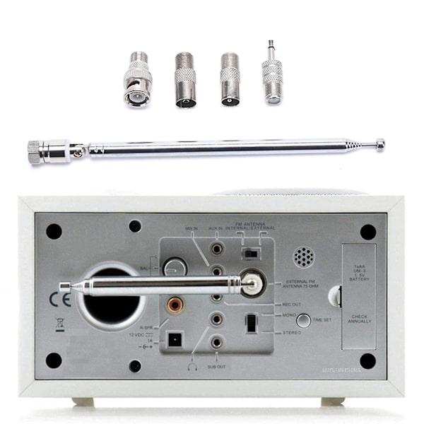 5 stk Antenne 75 Ohm Teleskopisk Radioantenne F-Type Hannkontakt Adapter