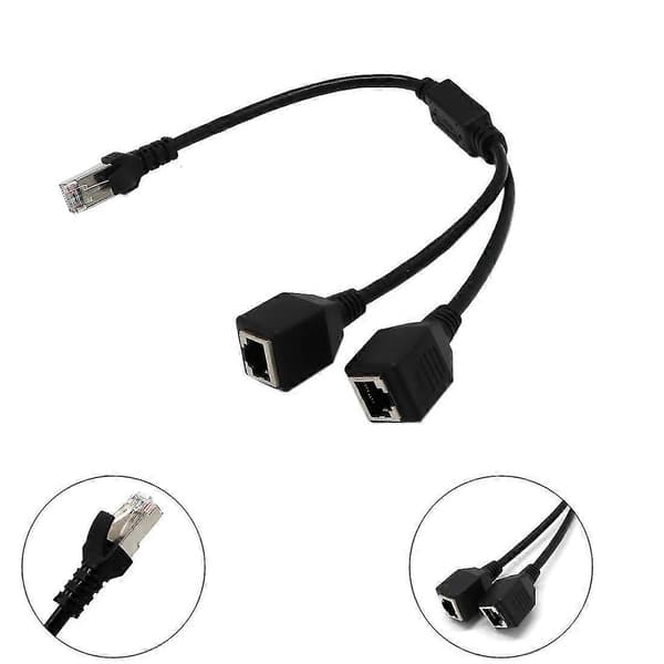 Ethernet-verkkojakaja, 1 uros - 2 naaras Y-sovitinkaapeli, Ethernet-jatkopistoke