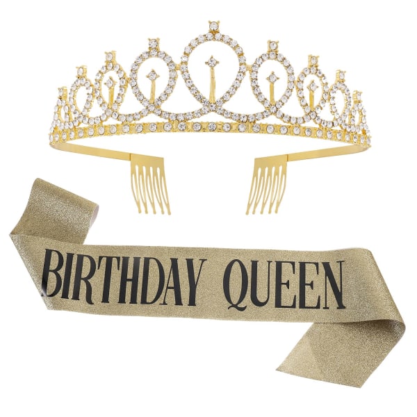 Birthday Girl Crown Tiara, dekoration glitter strass kristall och skärp för flickor födelsedagsfest dekorationer leveranser