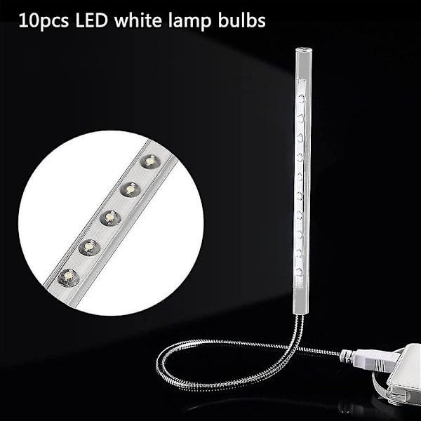 Tangentbordbelysning Laptoplampa USB LED Lång Svanhals Touch Dimmerlampa silver