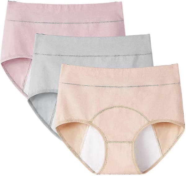 3 stk. menstruationssikre trusser til kvinder, menstruationsundertøj i bomuld