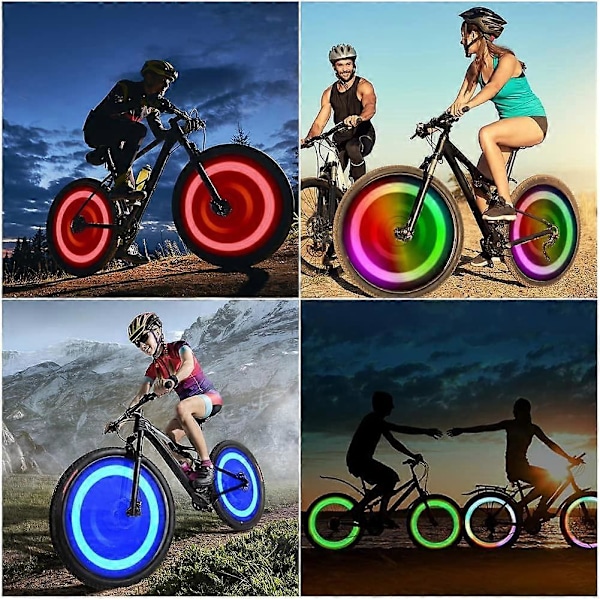 Cykel Egerlys 4-pak Dæk Blinkende Lys LED Neon Hjul Blinkende Cykellys Vandafvisende 3 Blinkende Tilstande Cykling Four colors