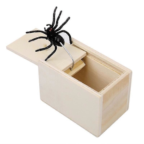 Puinen Prank Spider -pelti Laatikko Piilotettu Kotelossa Temppu Leikki Vitsi Scare Box Gag Lelut Lahja