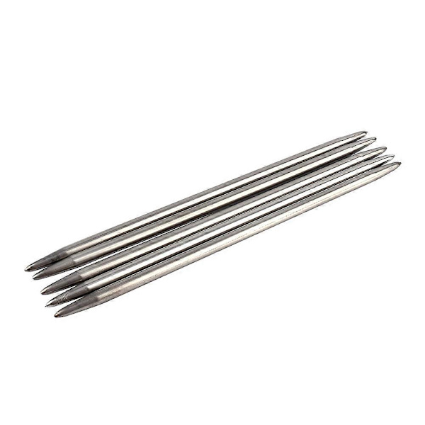 20 cm dobbeltspidse strikkepinde i rustfrit stål - 55 stk.