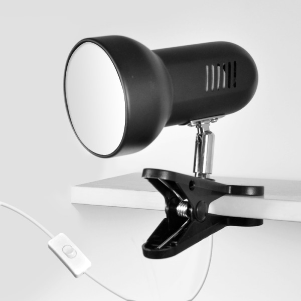 Bordlampeholder Klemme Skrivebordslampe E27 Pære EU Stik (Sort)