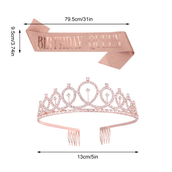 Syntymäpäiväkuningatarkruunun pääpanta Syntymäpäivätytön vyö ja tiara, kristallikruunu tekojalokivistä syntymäpäivälahjajuhlatarvikkeita, suosikkeja, koristeita