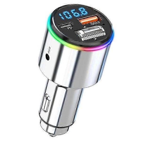Bil Bluetooth 5.3 MP3-spiller Audio Transmitter Bil Hurtiglader Multi-Mode Tilkobling Biladapter