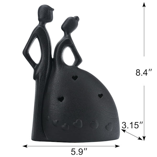Romantisk par figurer gylden evigt hjerte figur (B) black