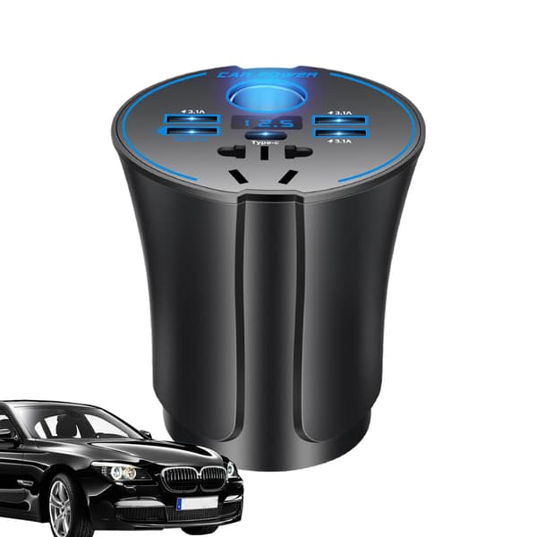 Bil Strømomformer, Hurtiglading USB Billader Adapter, 12V/24V til 220V, Sikker ABS Multi-Funksjons Konverter, Ideell for Bærbare Datamaskiner, Reise