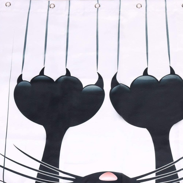 Tryck polyester duschdraperi katt (svart katt, 180x180)