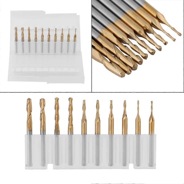 Wolframcarbid Kuglefræser Bits 3.175mm Skaft - 1*4/1.5*6/2*8/2.5*12/3.175*12mm