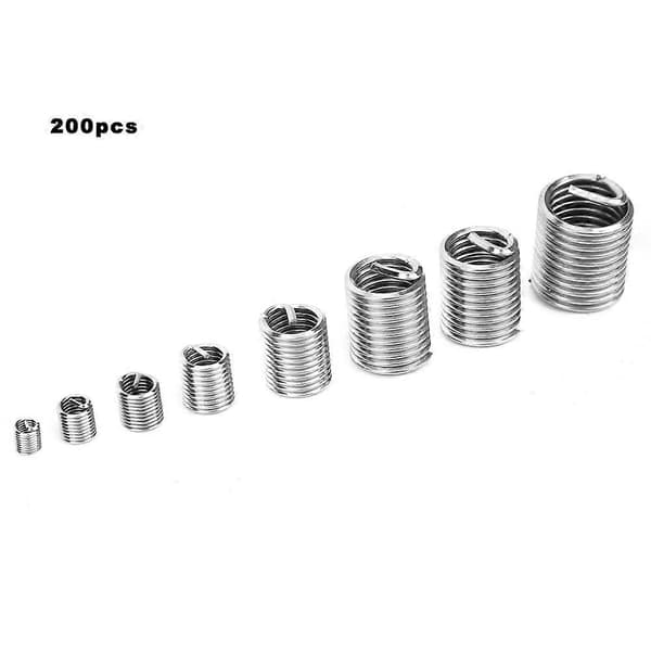 304 Rustfrit Stål Gevindindsats Assorteret Sæt, 200 stk. M3-M12 Indvendig Gevindindsats
