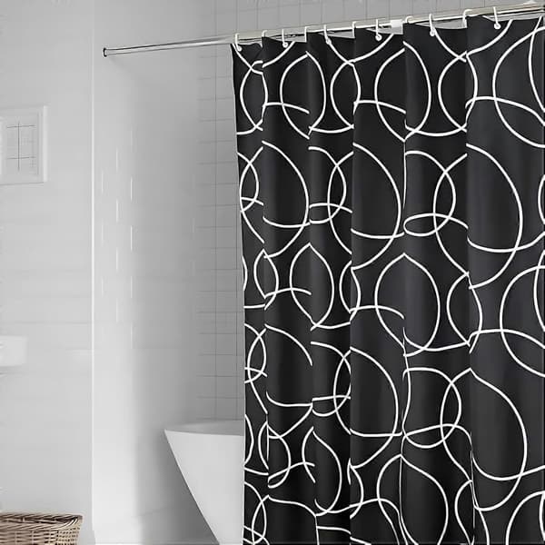 Vanntett og muggbestandig dusjforheng i polyester, bølgemønster
