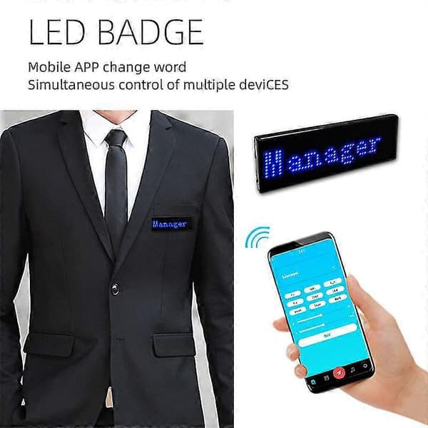 LED Badge App Bluetooth Display Jobnummerplade Lysende Scrollende Brugerdefineret Lysende Badge