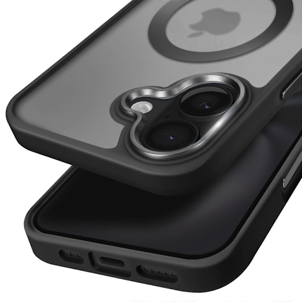 MagSafe-etui for iPhone 16 Plus Matt Bakside, Frost, Svart