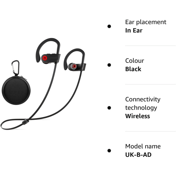 In-Ear Bluetooth hörlurar, IPX4 vattentäta sporthörlurar