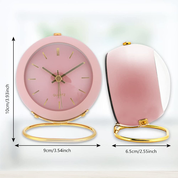 Stille vækkeur med lys, bordur til soveværelser (Pink)