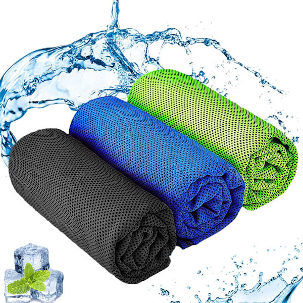 Kylhandduk, 3 st kylhanddukar för nacke, snabbtorkande ishandduk mjuk andningsbar gymhandduk mikrofiber svetthandduk (40\"X 12\")