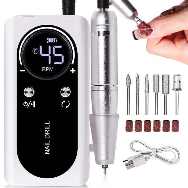 Portable Electric Nail Drill Rechargeable 45000 Manicure Pedicure Set For Home Nail Care High Speed Nail Drill