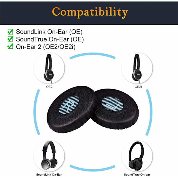 Profesjonelle øreputer erstatning for Bose On-Ear 2 (OE2 & OE2i)