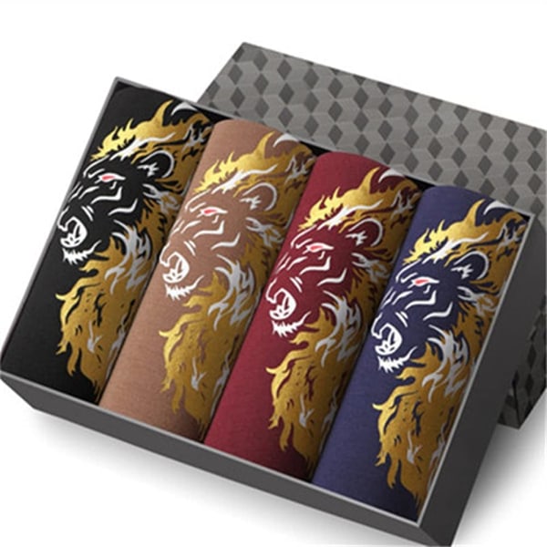 4 stykker herreundertøj Boxershorts tynde trusser (farve: 02, størrelse: L(40 50KG)) golden lion L