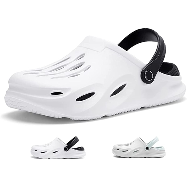 Mens Clogs Lightweight Garden Shoes Sandals Non Slip,White(6UK)