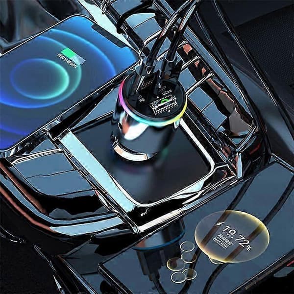Auton Bluetooth 5.3 MP3-soitin audiolähetin auton pikalaturi monitoimitilayhteys autoadapteri