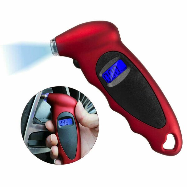 Digital dæktryksmåler - bærbart digitalt dæktryksmålerværktøj til bilmotorcykel varevogn med LCD og baggrundsbelyst, 0-150PSI, skridsikkert greb