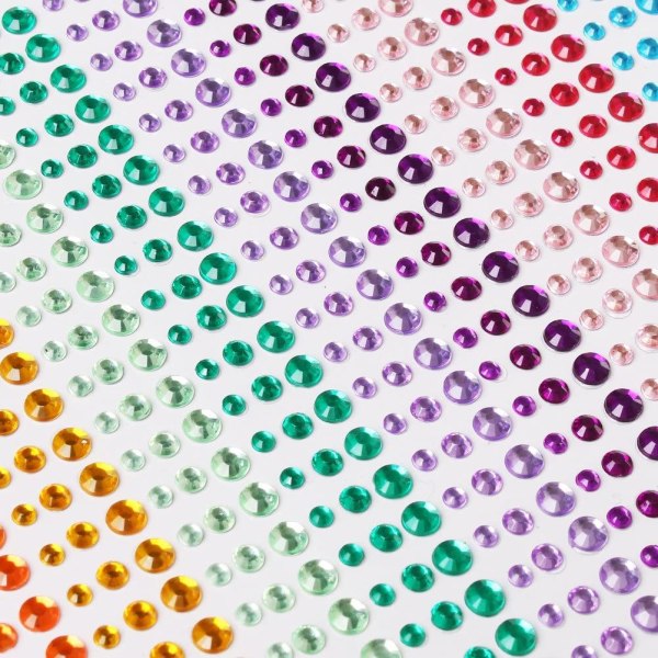 2 st Rhinestone klistermärke, färgglad självhäftande rund