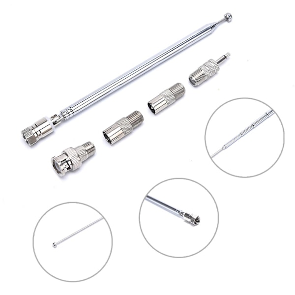 5 stk Antenne 75 Ohm Teleskopisk Radio Antenne F-Type Han-Stik Adapter