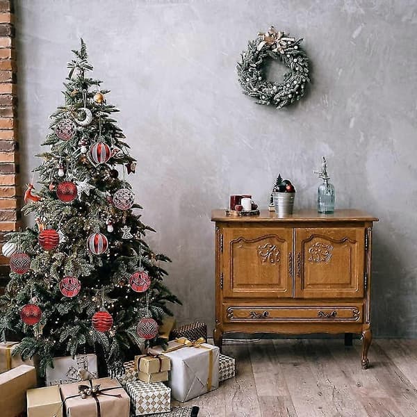 12 stk. Julekule Juletre Anheng Dekor Shatterproof Julepynt Sett red