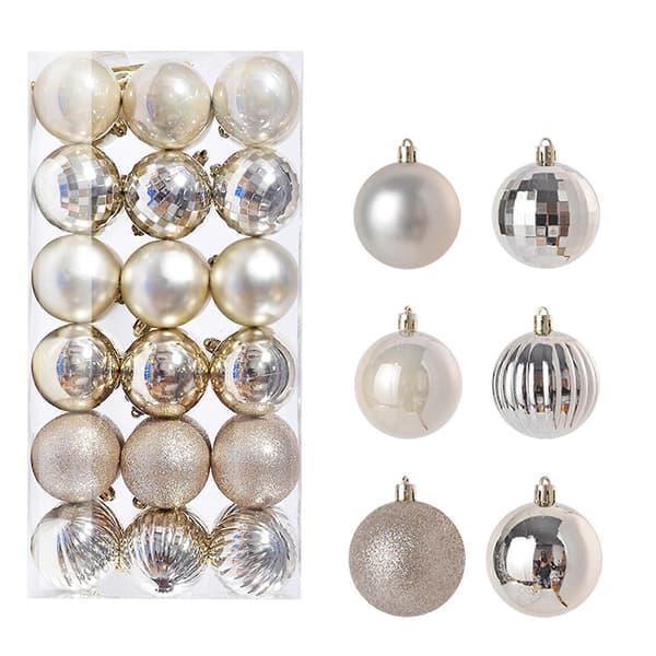 36 stk. Julekule Juletre Pynt Hjemmefest Dekor 3CM Beige