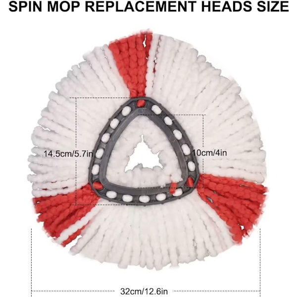 Moppehode 3-pakning, gjenbrukbar for Spin Mop Turbo Mop Triangle Mop (rød)