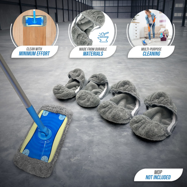 4 stk. Mikrofibermoppude-erstatning til laminatgulvmopper - Genanvendeligt moppehoved, Flash-mopperefill-puder - Maskinvaskbare