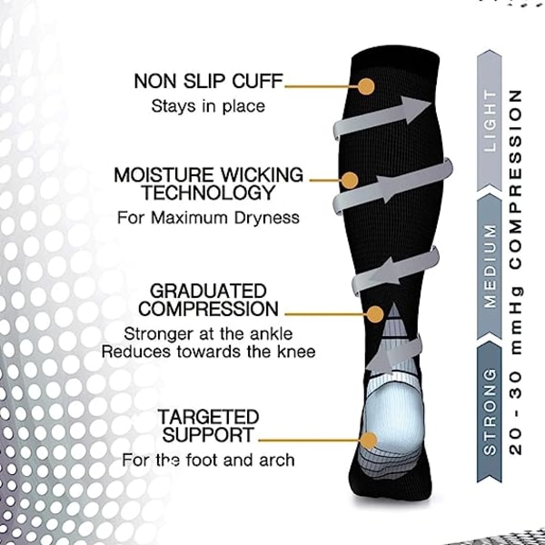 Kompressionsstrumpor för kvinnor och män (2 par), kompressionsstrumpor för löpning, flyg, sport, resor (ROSA L/XL)