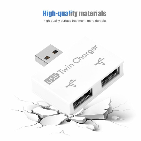 Mini USB-hub, 2-porters USB Twin Charger Splitter Adapter Kit, Aluminiumlegering + PC Liten / Bærbar / Robust / Holdbar Mini USB-hub for Lading