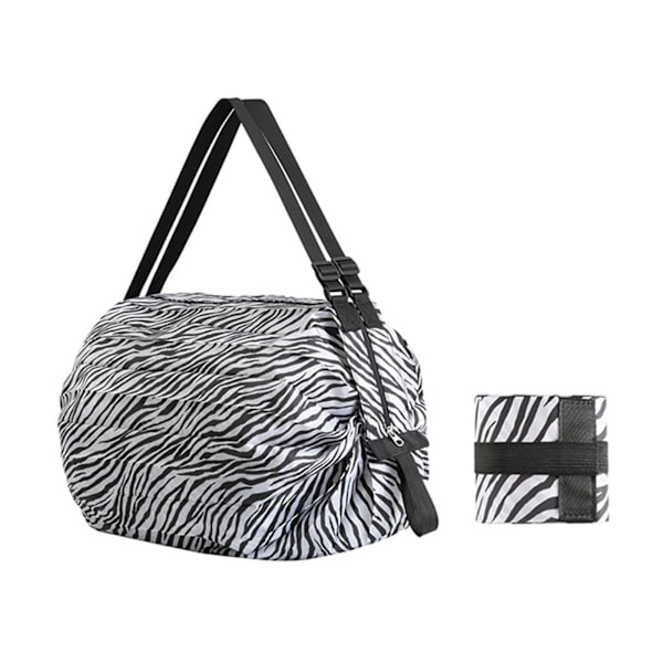 Bærbar sammenklappelig indkøbspose Stor kapacitet Multifunktionel opbevaringspose Sport Rejse skuldertaske, Zebra-stribet black+white