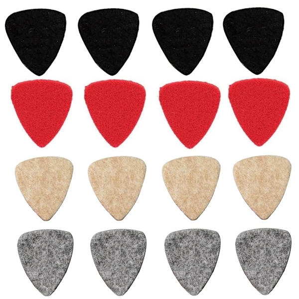 16 stk. guitarplektre ukuleleplektre uldfiltplektre flerfarvede