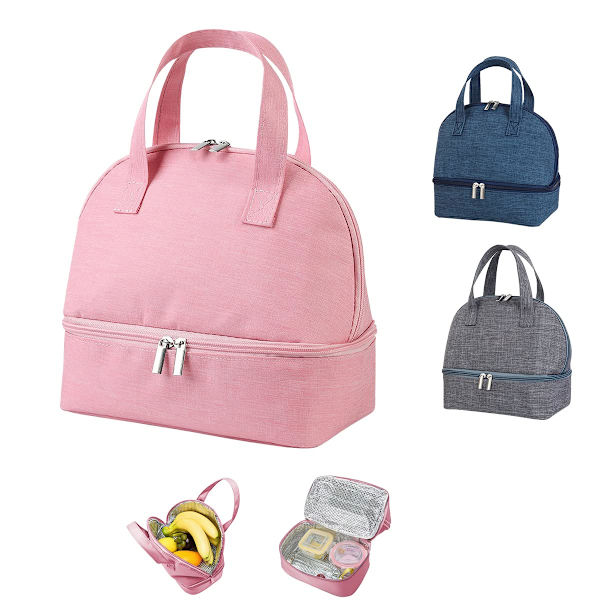 Lunch Bag Isolerad Väska, Liten Hopvikbar Kylväska för Arbete Skola, Picknick Handväska för Kvinnor, Vuxna, Studenter och Barn,C pink