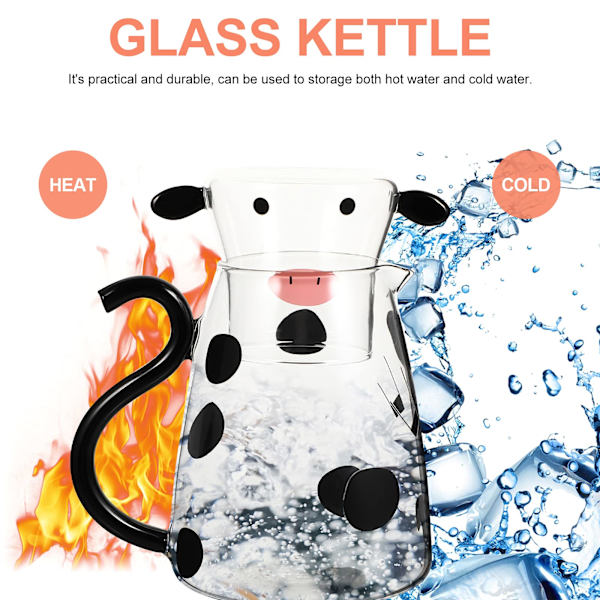 Glaskande Tegneserie Sengebord Vand Karaffel Drikkekande Varm Koldt Vandkande med Kop til Juice Mælk Kaffe Iste