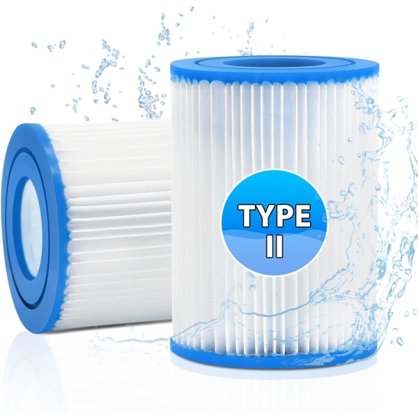2 Filter Pool Filterpatron til Best-way Type II, Pool Filter Type 2 til Swimmingpool, Lazy Spa Filter Udskiftning til Best-way Pool Pumpe 2pcs
