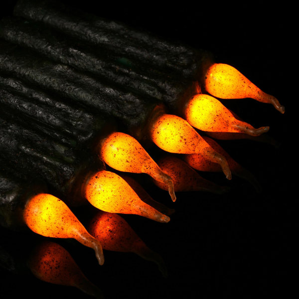 6X ægte voks søjleformet spids stearinlys primitive dryp stearinlys flammefri flimrende LED-lys dyppet batteridrevet Halloween bryllupsfest green