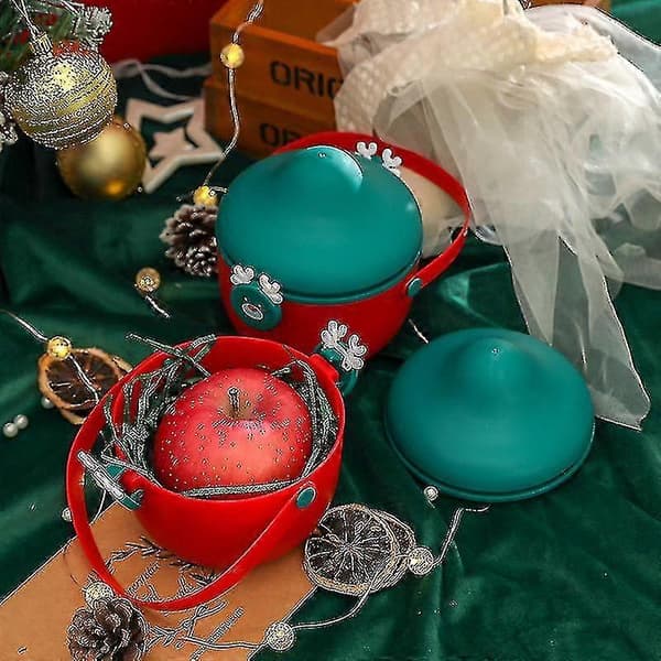 Jul Plast Presentförpackning Julklappsförpackning Julafton Äpple Presentförpackning Presentförpackning - Juldekorationer (1 st, Röd)