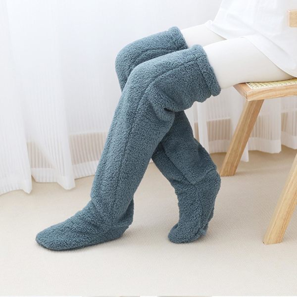 Teddy Legs Strumpor, Mysiga Strumpor, Över Knä Hög Fuzzy Plush Toffelstrumpor, Varma Över Knä Skor, Fuzzy Ben, Långa Fuzzy Strumpor grey