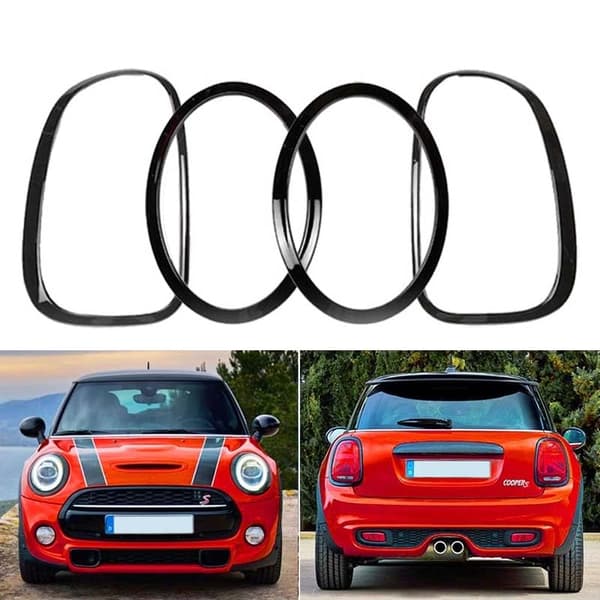 til Mini Cooper F55 F56 til For- og Baglygte Dekorations Trim Ring (Sort, 4X)