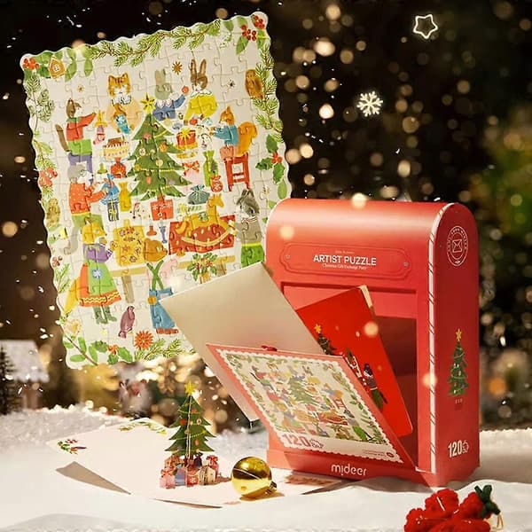 120 st Jul Pussel Presentförpackning Tecknad Jigsew Leksak för Barn Jul Pussel Barn Julklappar för Barn