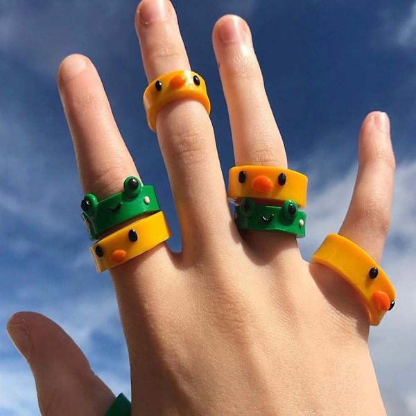 Finger Ringe Hale Ring Tommelfinger Bånd til Kvinder Mænd Kylling, Orange