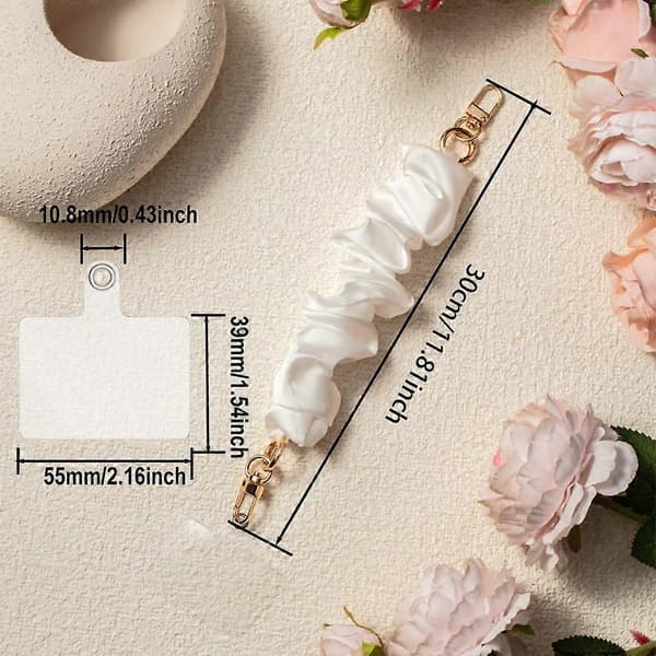 Telefonhandledsrem, Scrunchie Telefonrem med Fästflik, Anti-Fall