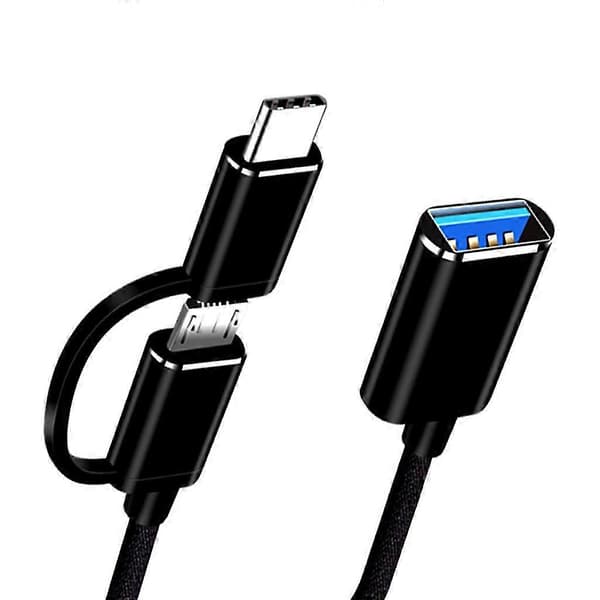 Vanligt Använd Dataöverföringskabel Typ-C Hane Micro Usb Hane Till Usb Hona